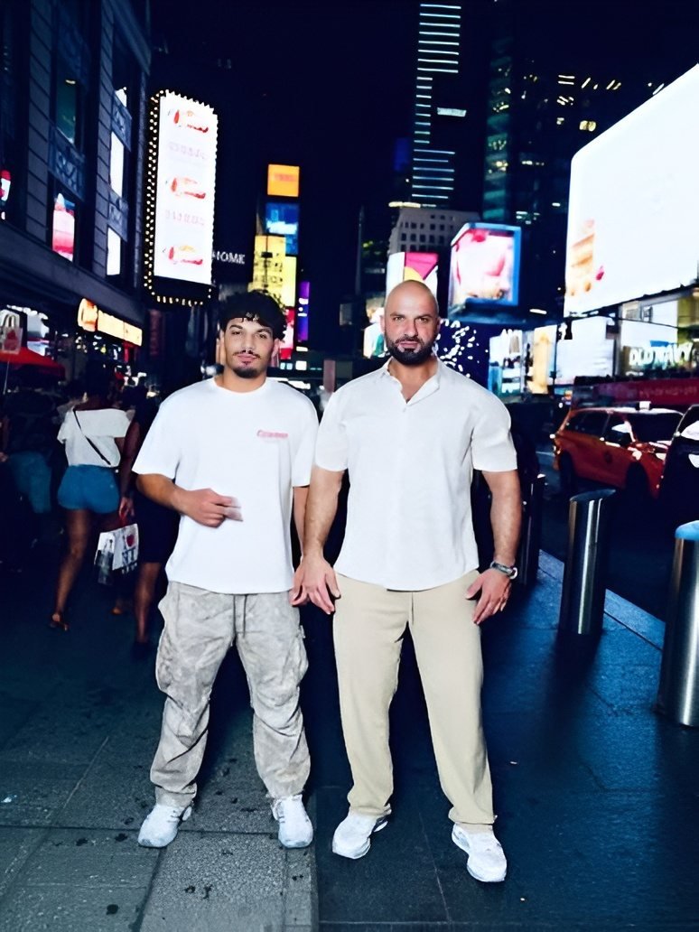 With a friend in Times Square