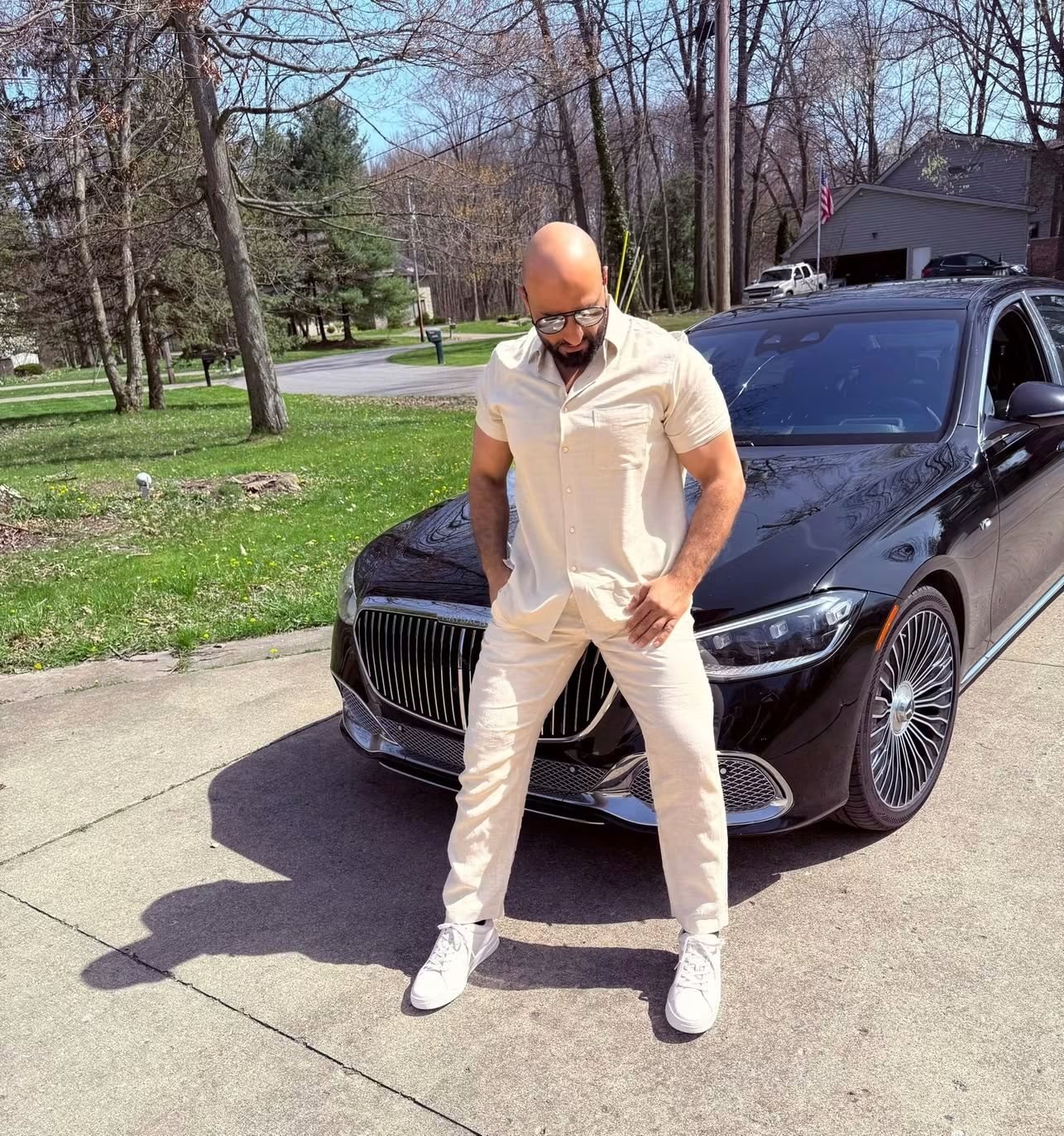 Standing by the car