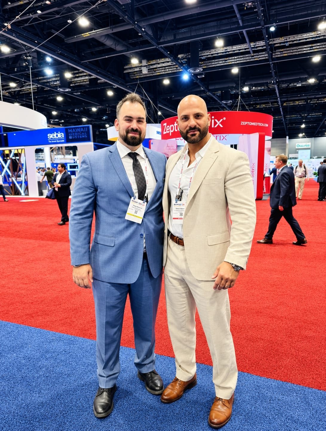With a colleague at a health technology conference